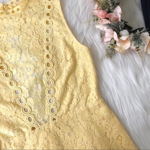 Yellow Eyelet Lace Backless Cutout Cocktail Dress - Picture 3 of 8